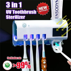 Toothbrush Holder Wall Mounted Solar UV Light Ultraviolet Toothbrush Sterilizer Automatic Toothpaste Holders Bathroom Accessory